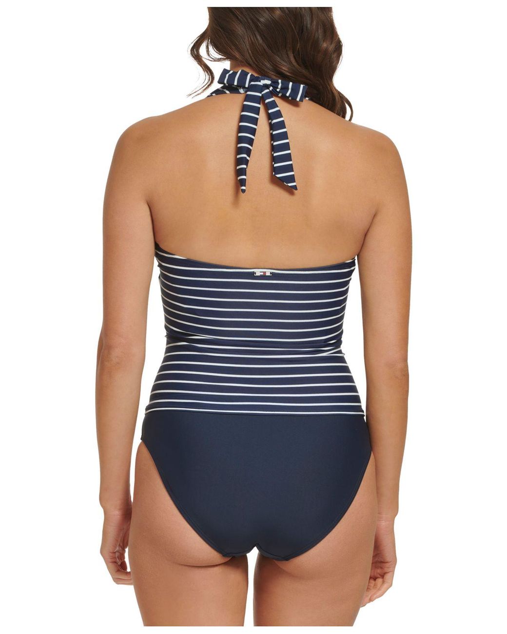 Tommy Hilfiger Striped Halter Tankini Top & Classic Bikini Bottoms in Blue  | Lyst