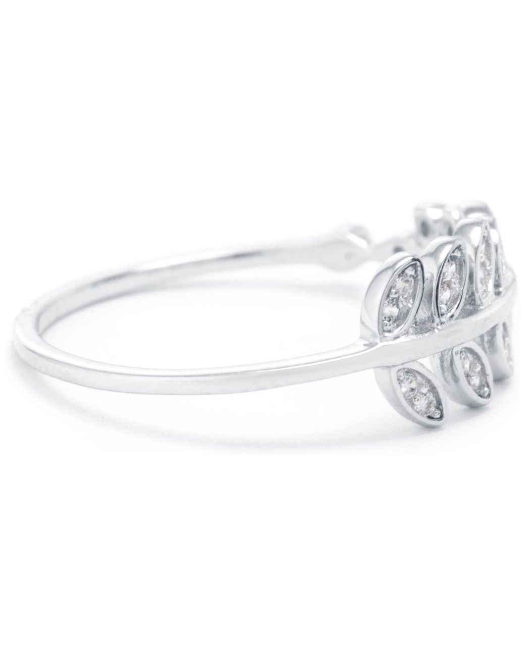 Macy's White Pave Leaf Ring