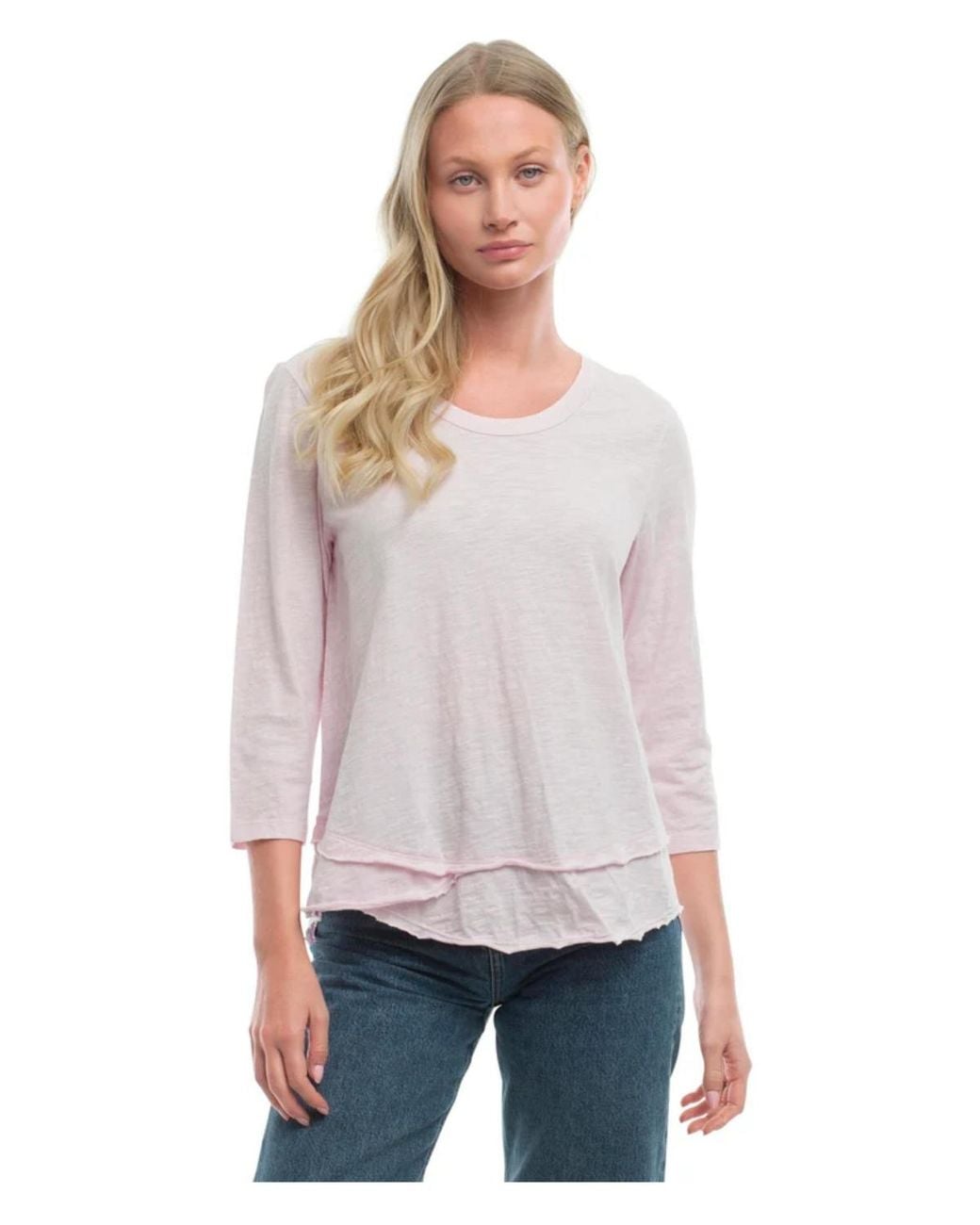 Wilt White Clothing 3/4 Sleeve Mock Layer Tee