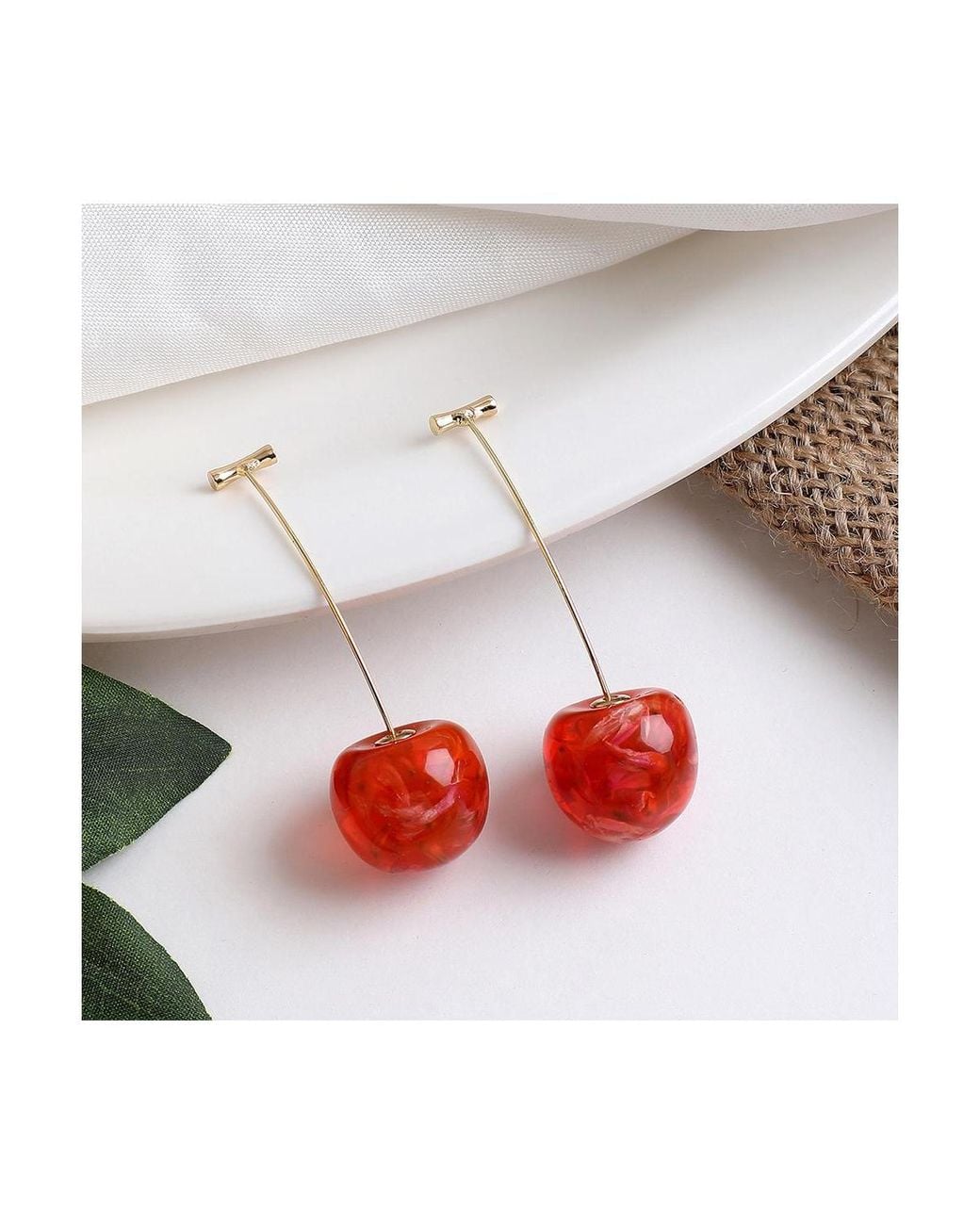 SOH Red Cherry Drop Earrings