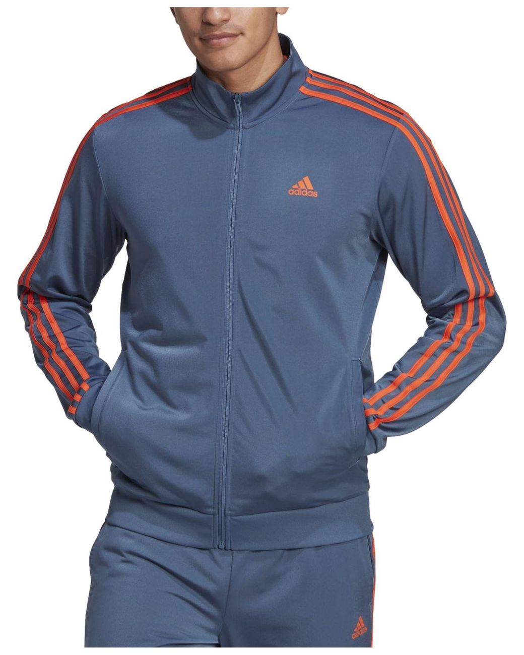 adidas Essentials Warm-up Tracksuit Jacket in Blue for Men | Lyst