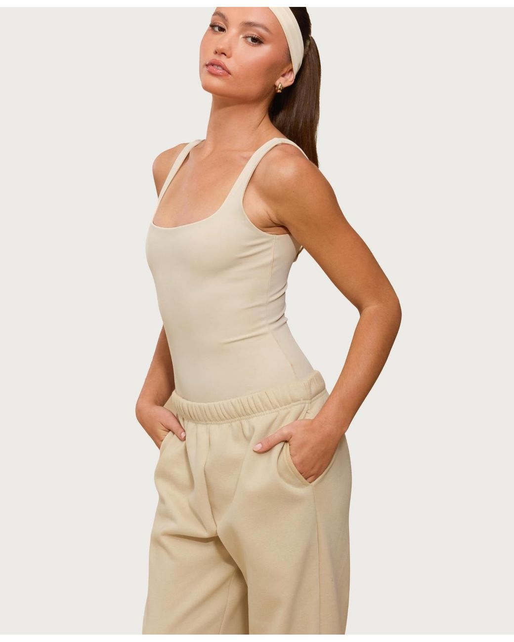 Edikted Natural Liona Square Neck Bodysuit