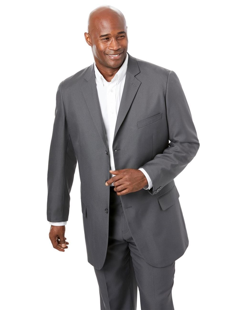 Kingsize Gray Big & Tall Easy Movement Three-button Jacket for men