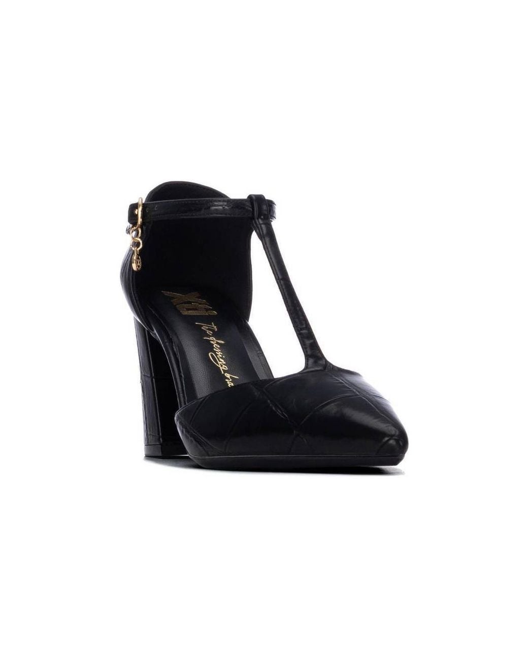 Xti Black Pointed-toe Block-heel Pumps