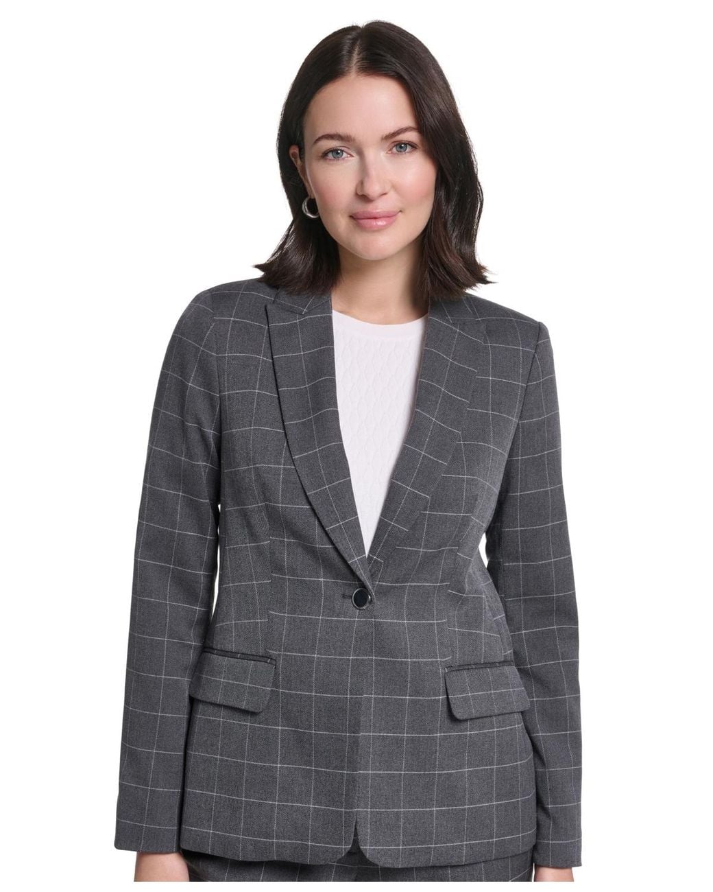 Calvin Klein Gray One-button Notch Lapel
