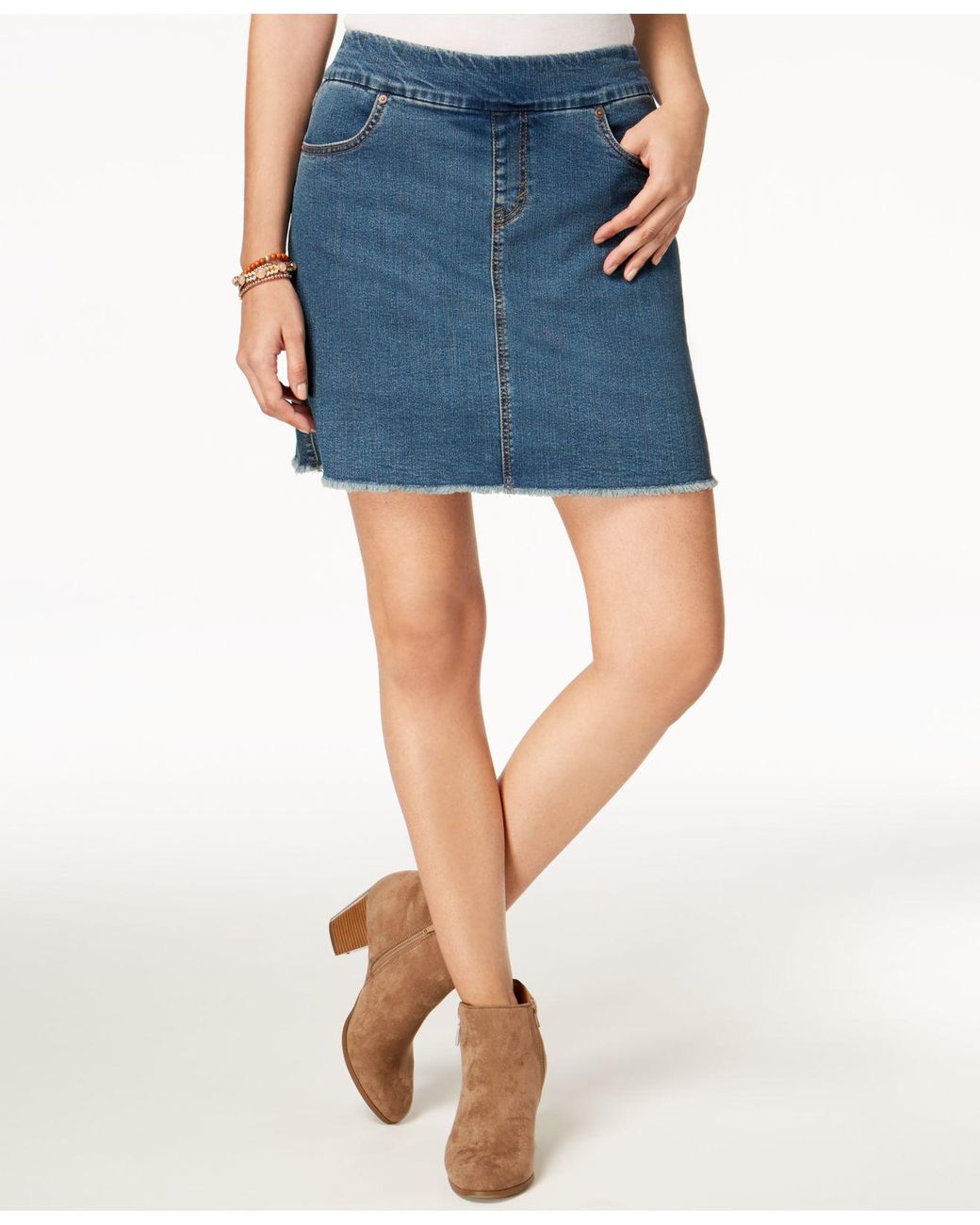 Style \u0026 Co. Frayed Pull-on Denim Skort 