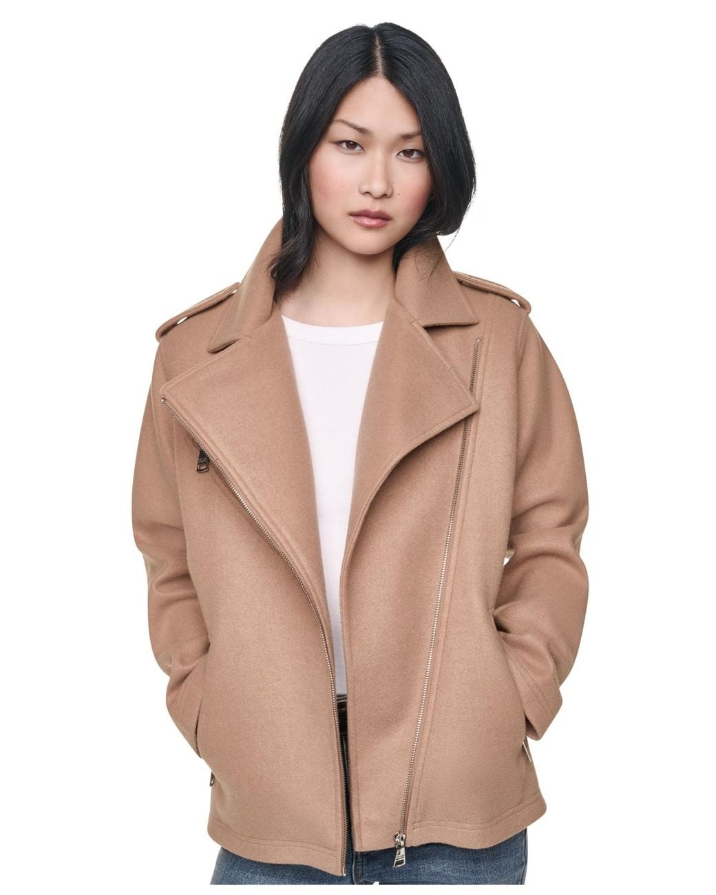 DKNY Natural Asymmetrical Moto Jacket