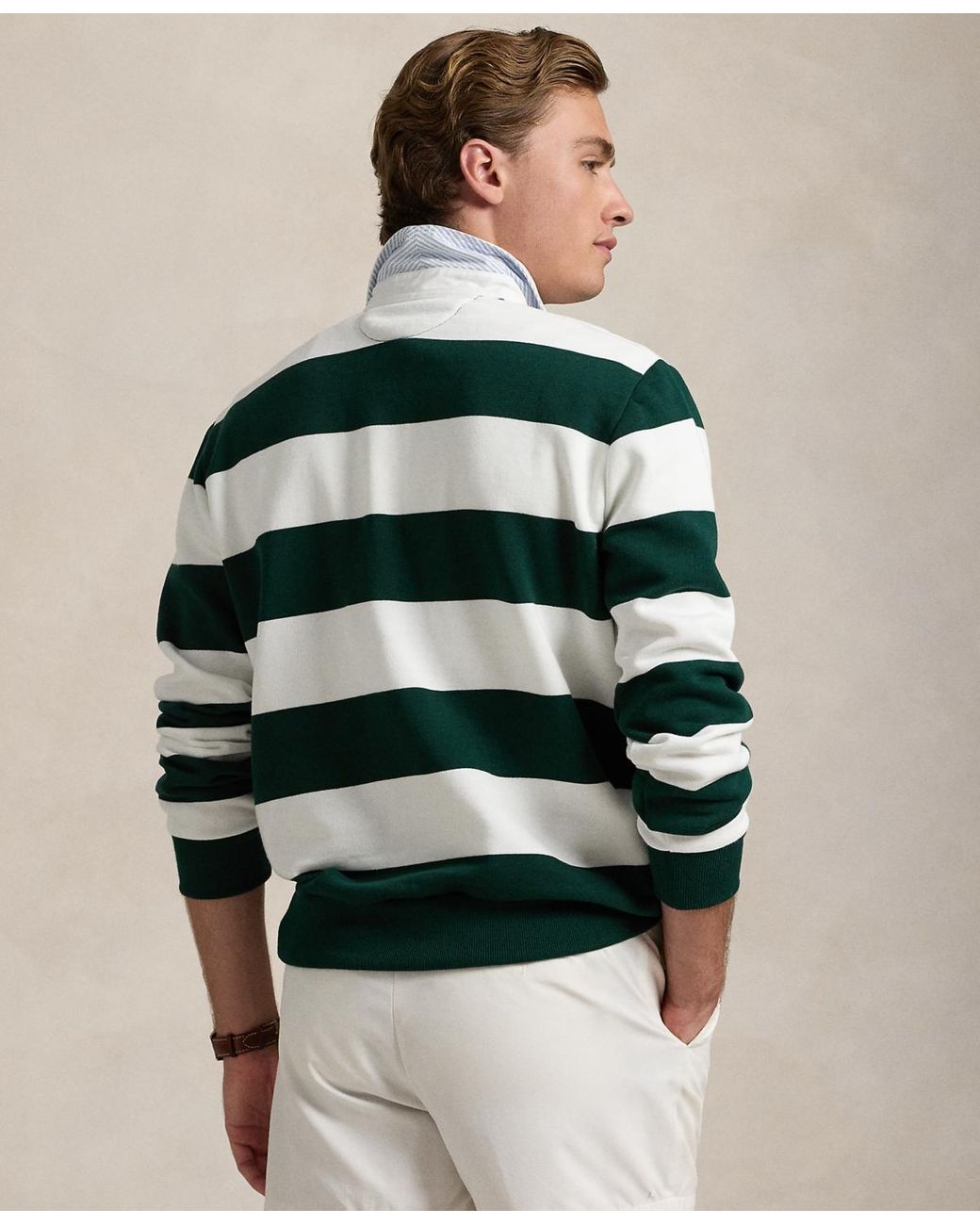 ★★POLO RALPH LAUREN★★ Striped Fleece Sweatshirt Green MN Polo Ralph Lauren Striped Fleece Rugby Sweatshirt in Green
