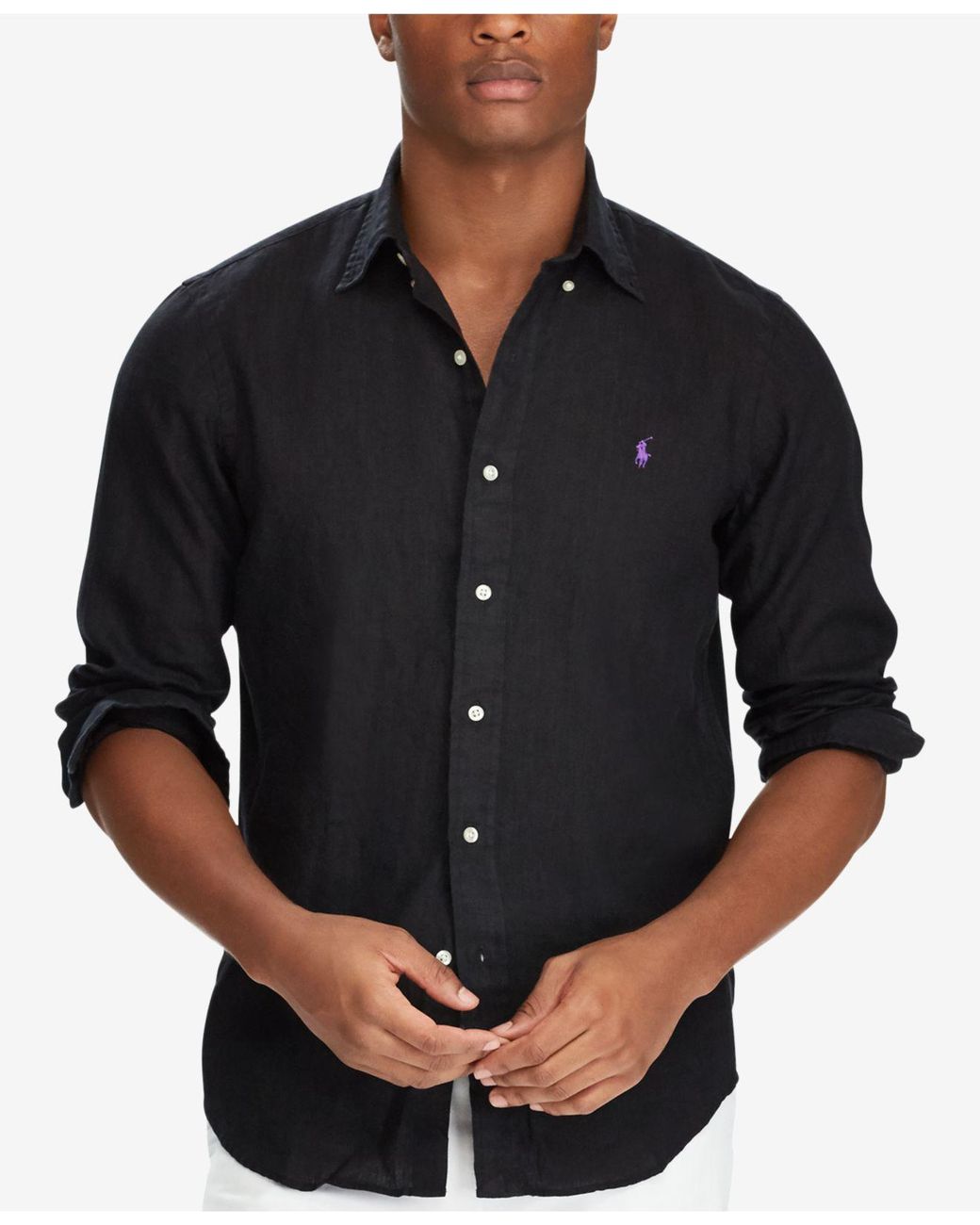 Polo Ralph Lauren Men's Classic-fit Linen Shirt in Black for Men | Lyst