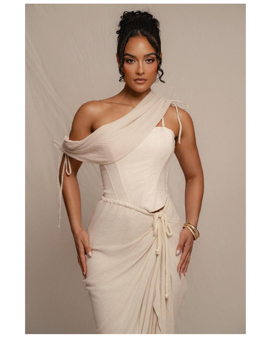JLUXLABEL Brown New Obsession Draped Top