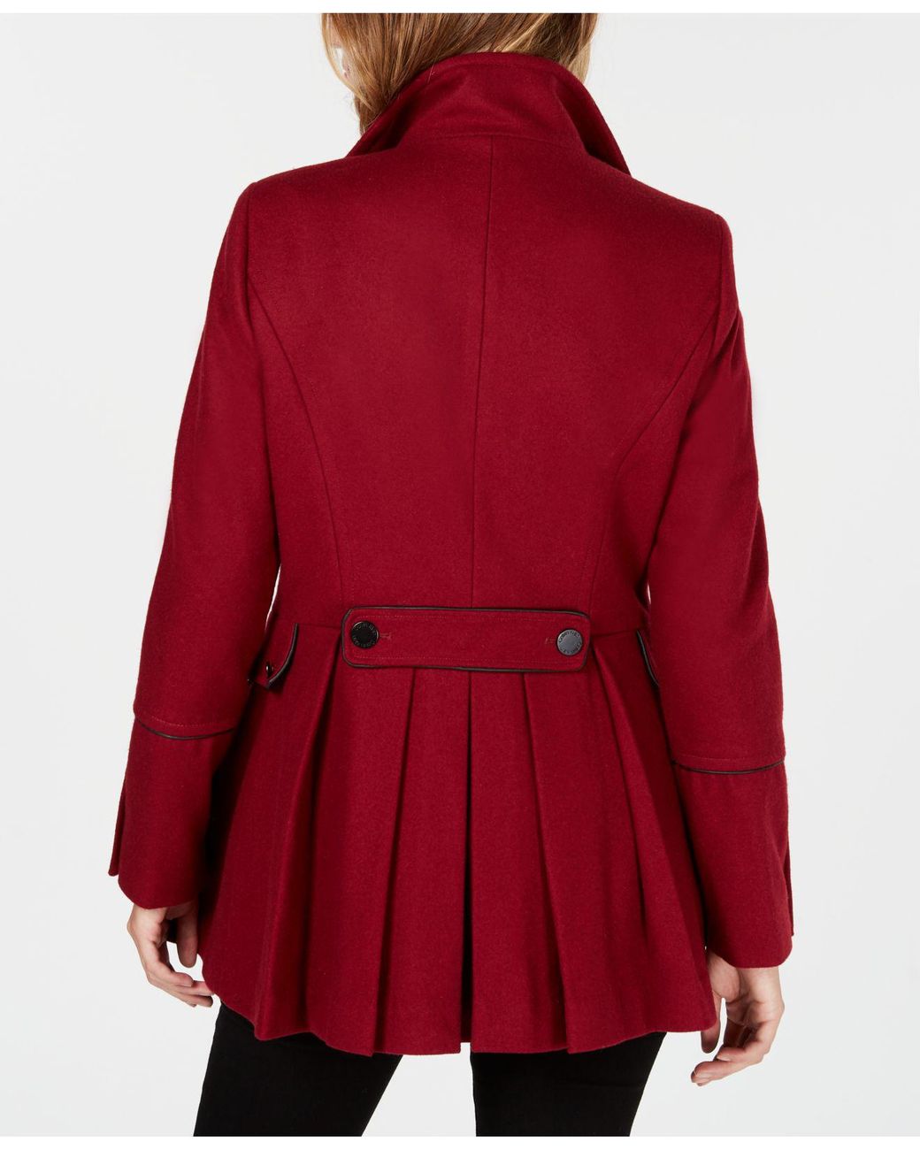 Calvin Klein Double-breasted Skirted Coat in Red | Lyst