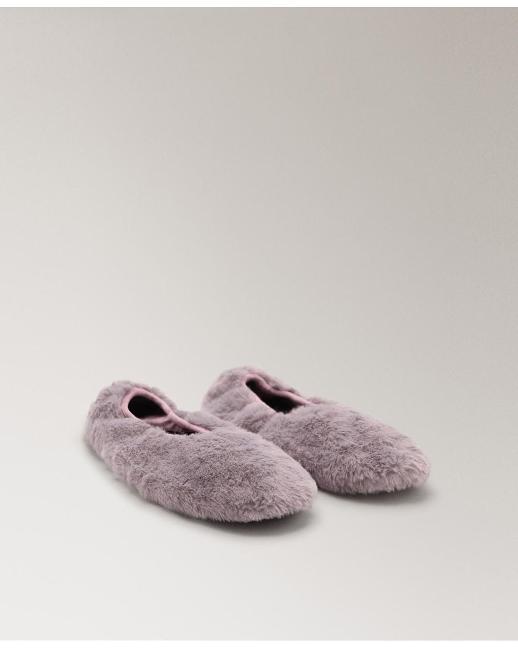 Mango Pink Fur-effect Ballerina Flats
