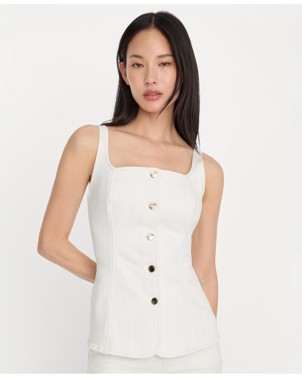 GOOD AMERICAN White Square Neck Top