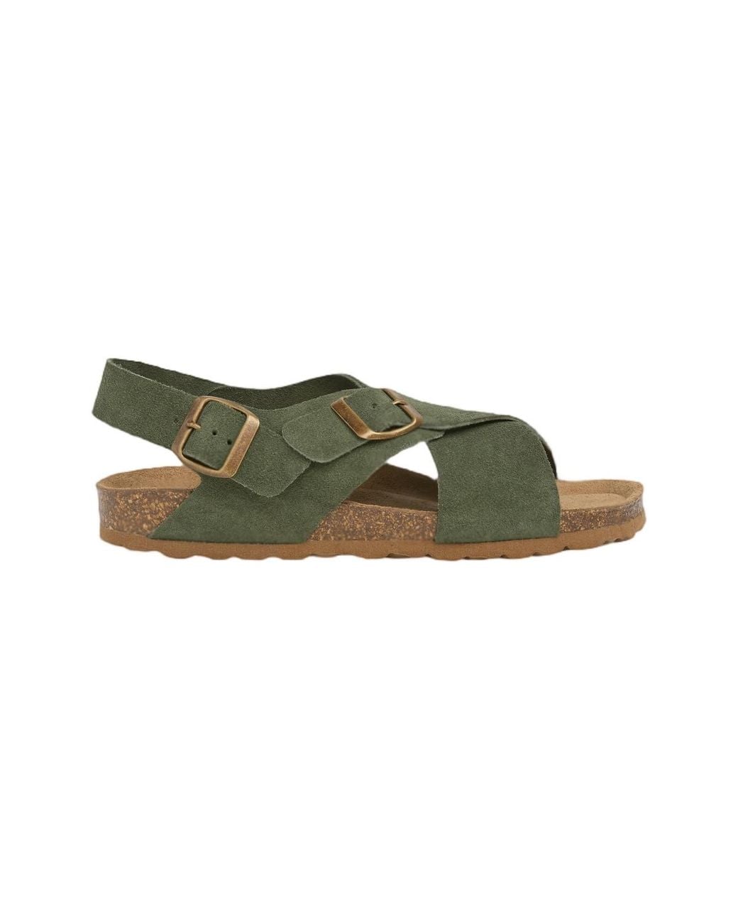 Celtic & Co. Green Crossover Buckle Flatform Round-toe Sandals