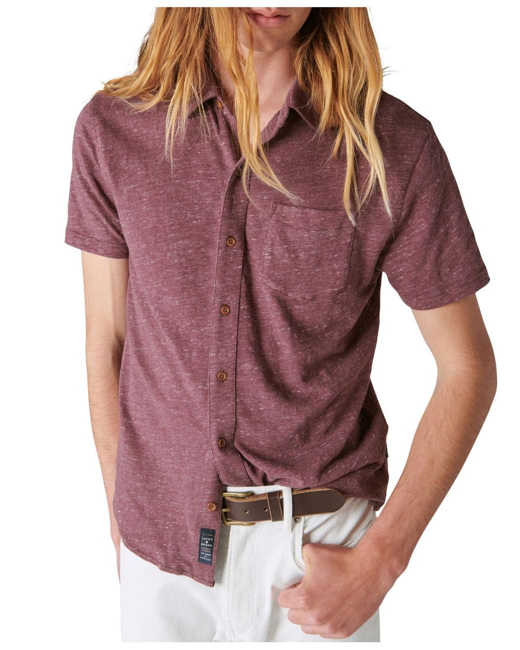 Lucky Brand Linen Short Sleeves Button Up Shirt in Red for Men Lyst