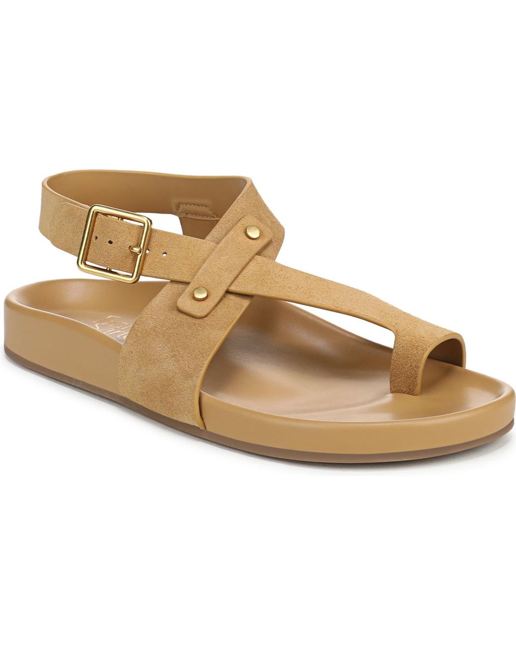 Franco Sarto Natural Blair Toe Loop Round Toe Flat Sandals