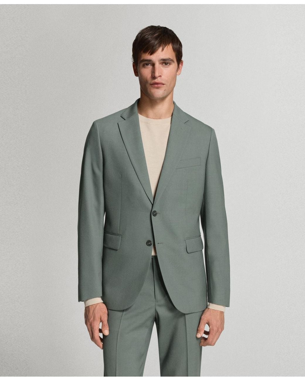 Mango Green Turin Wool Suit Blazer for men