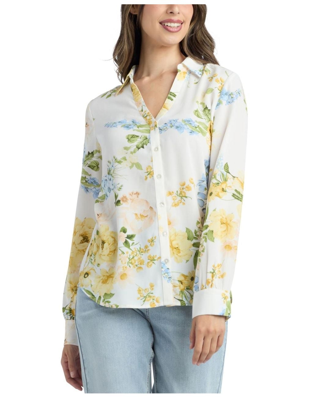 Bcx Multicolor Printed Button-up Top