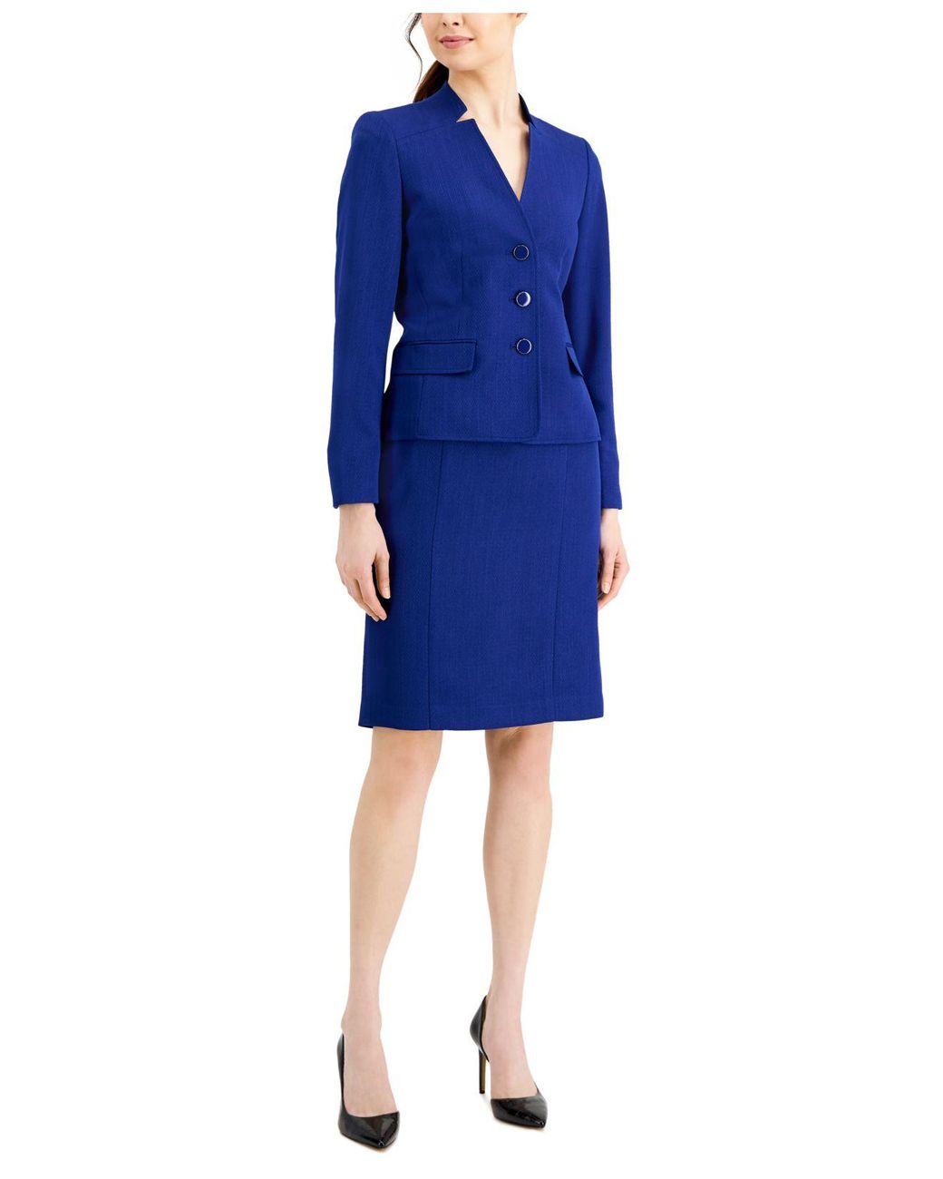 Le Suit Skirt Suit, Regular & Petite Sizes in Blue | Lyst