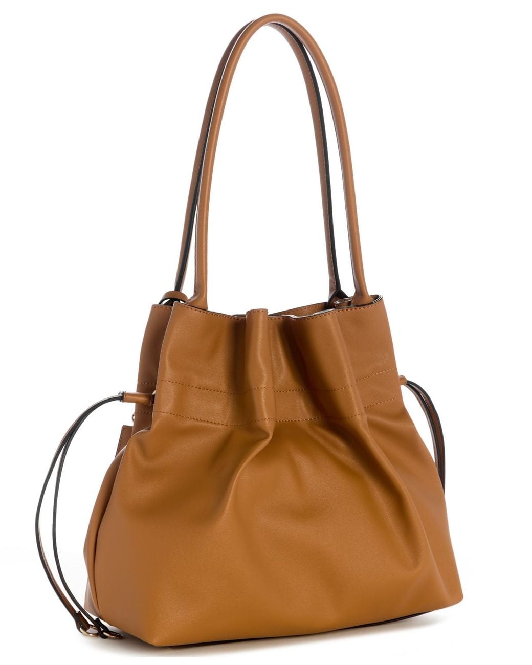 Guess Brown Karima Medium Drawstring Tote Handbag
