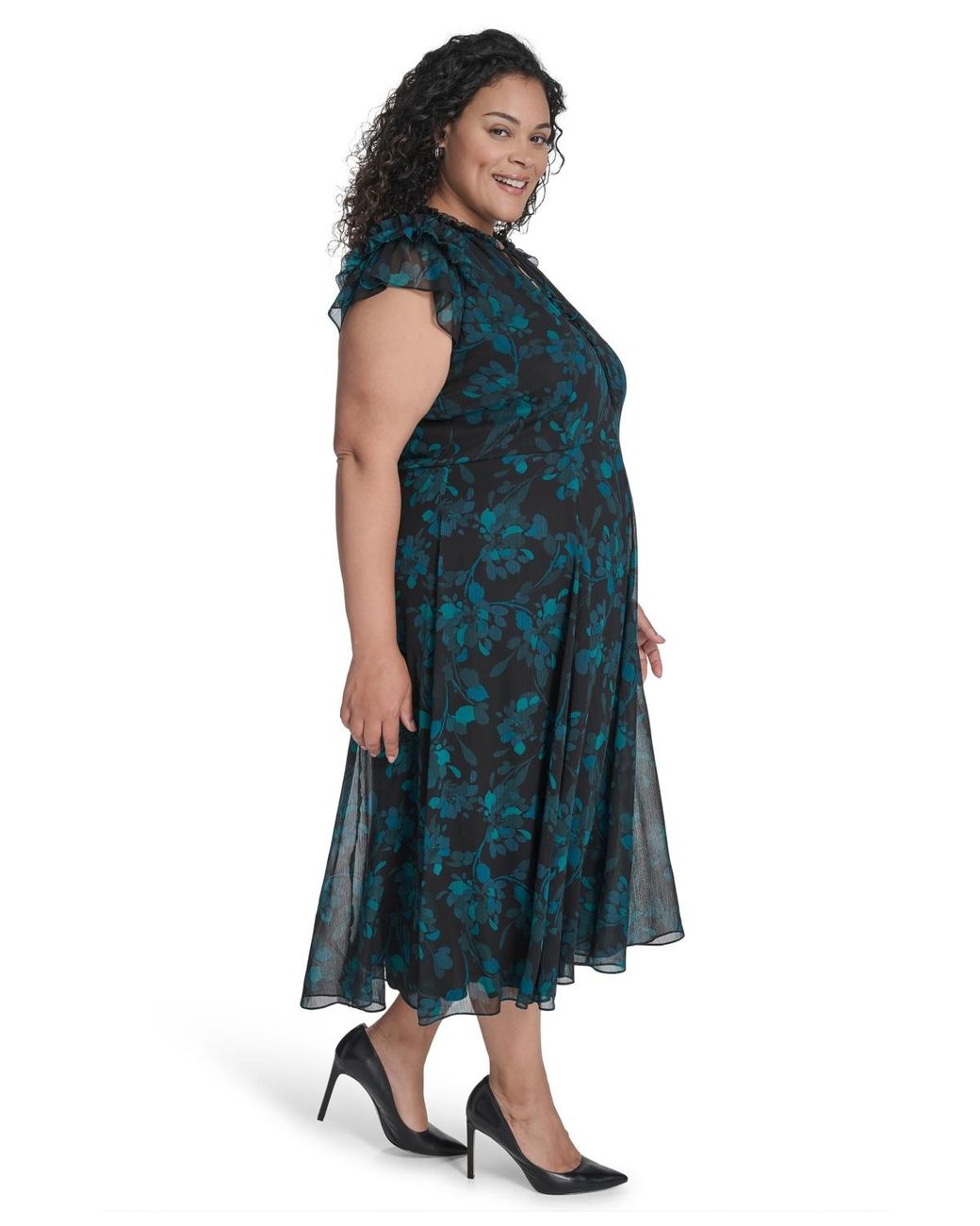 Tommy Hilfiger Plus Size Long Sleeve Midi Dress in Blue | Lyst