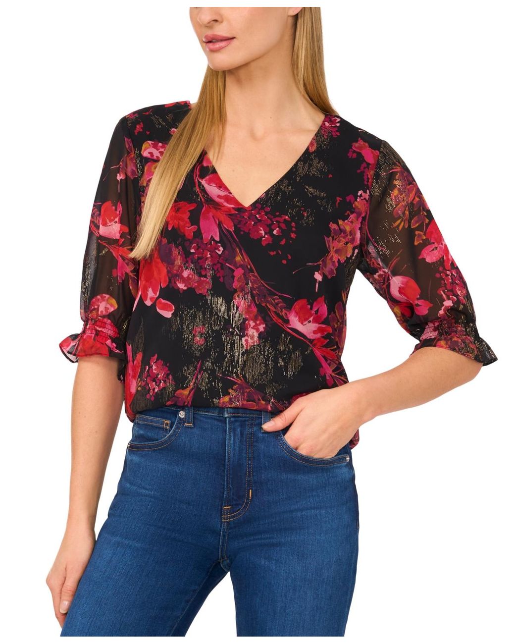 Cece ruffle neck blouse deals