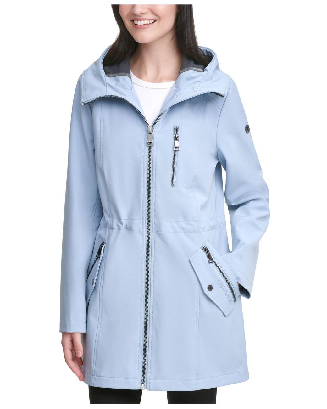 Calvin Klein Synthetic Hooded Anorak Raincoat in Chambray (Blue) Lyst