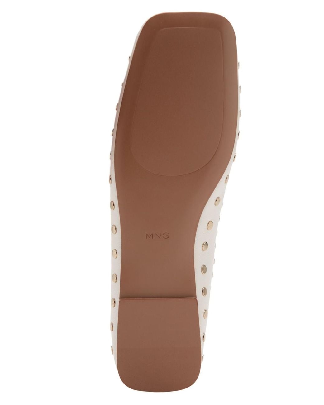 Mango White Studded Square-toe Ballet Flats