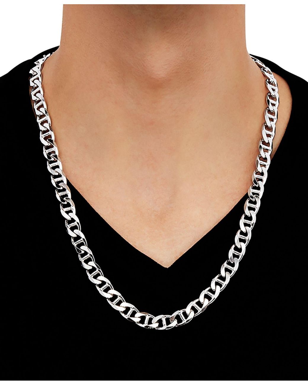 Macy's Men's Sterling Silver Necklace, 24 5-1/2mm Chain - Multi