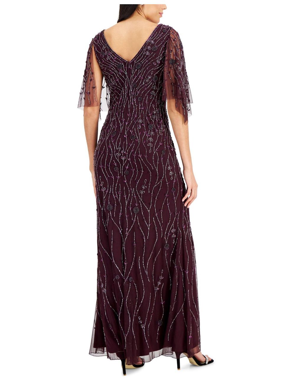 J Kara Synthetic Beaded V-neck Flutter 
