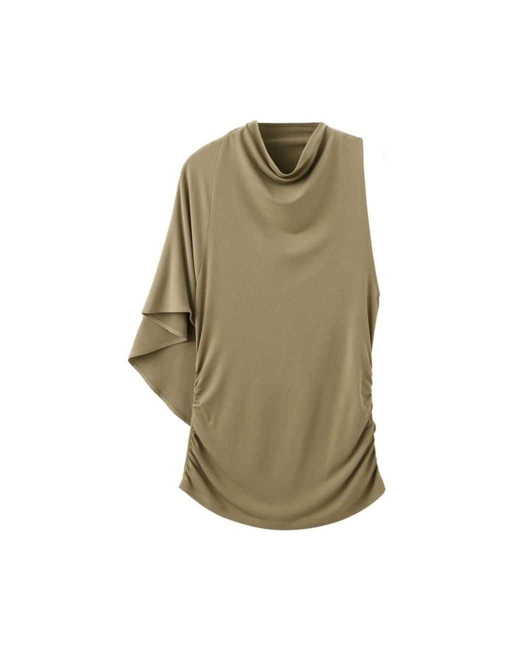 Mango Green Cowl Neck Asymmetrical Blouse
