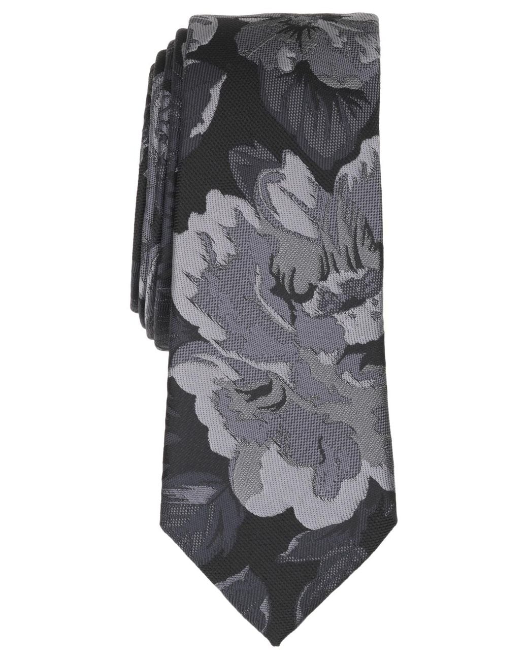 BarIII Gray Beford Floral Pattern Tie for men