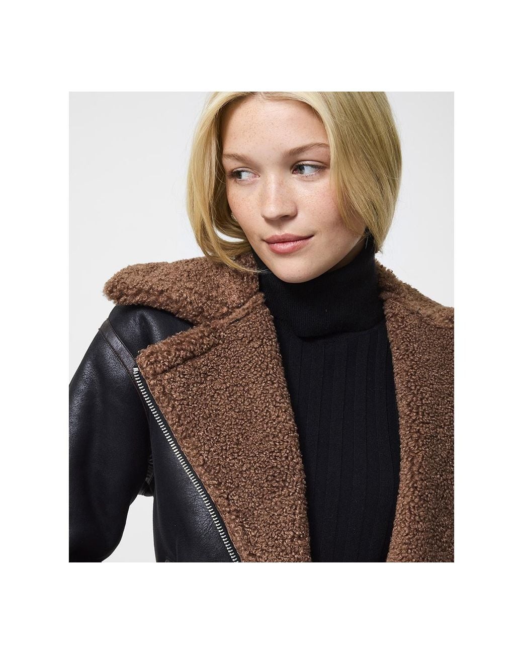 French Connection Black Collared Faux Suede Zip-up Jacket