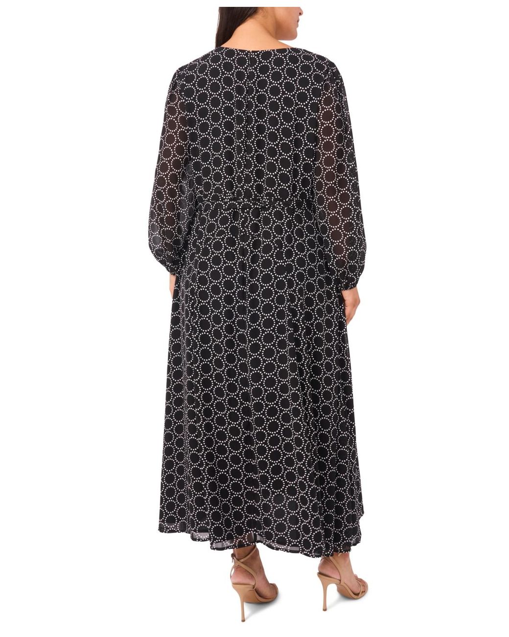 Msk Plus Size Geometric Print Long Sleeves Maxi Dress in Black | Lyst