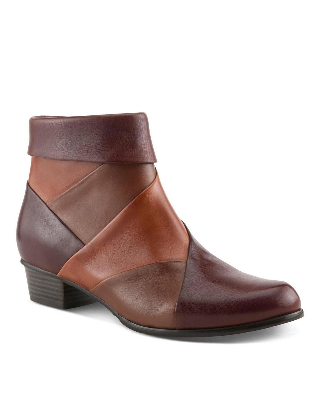 Spring Step Brown Mayvilla Colorblock Leather Bootie