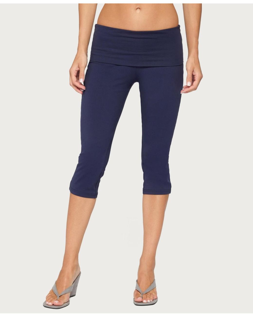 Edikted Blue Rocio Foldover Capri Pants