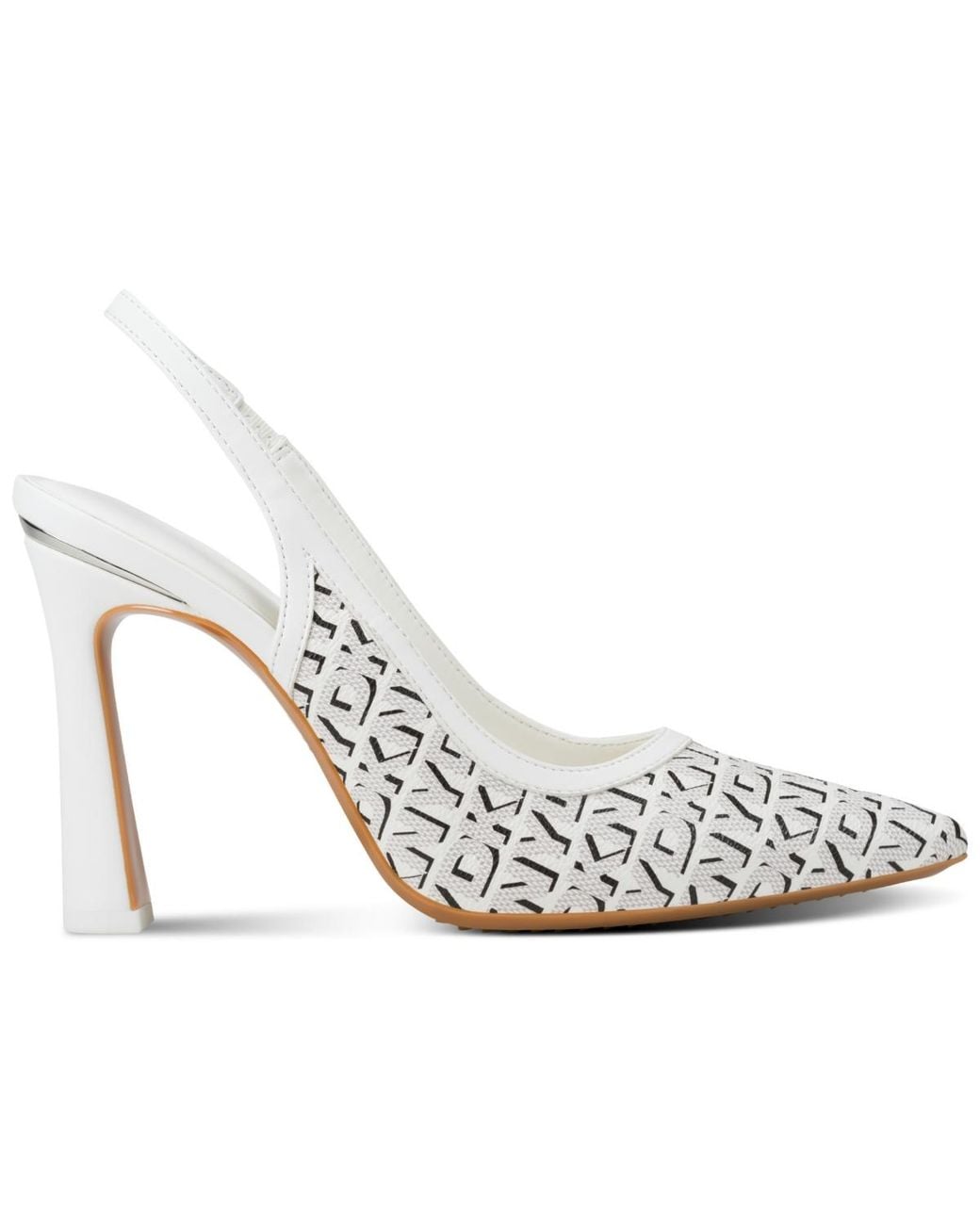 DKNY White Cinette Slingback Pumps