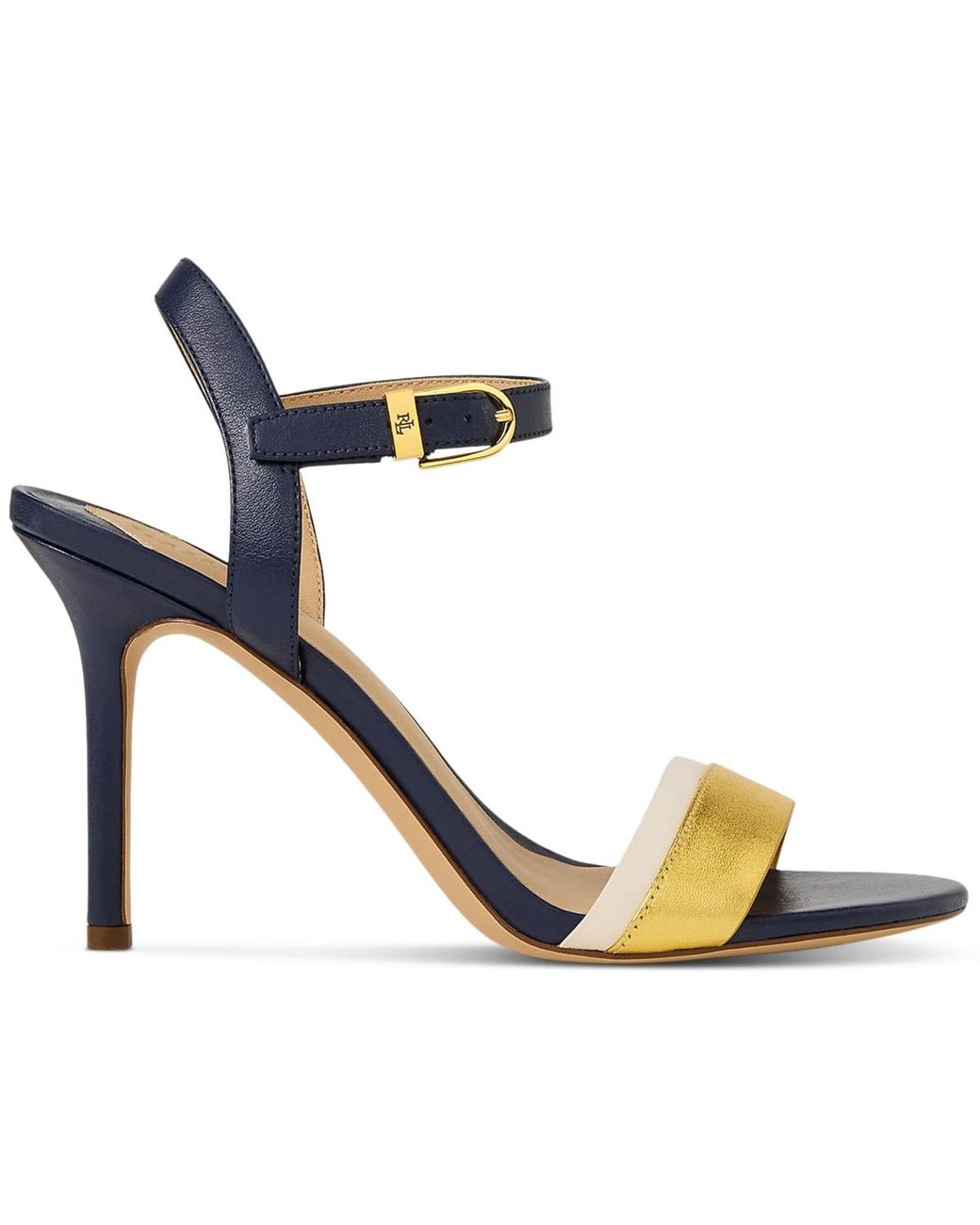 Ralph Lauren Gwen Ankle-strap Dress Sandals in Metallic | Lyst