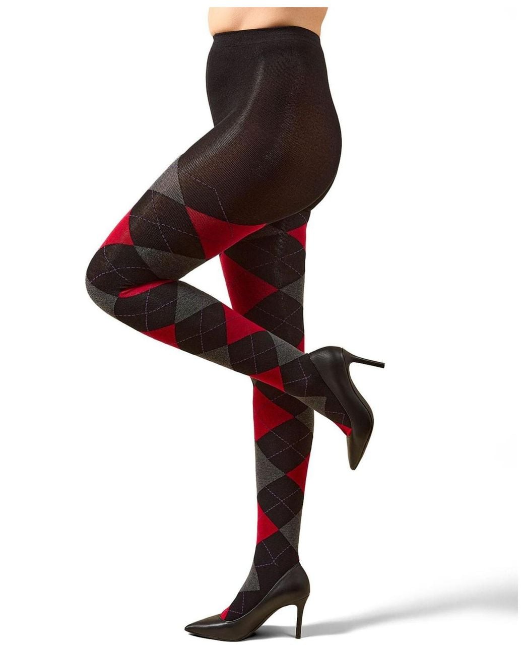 Memoi Textured Argyle Patterned Sweater Tights
