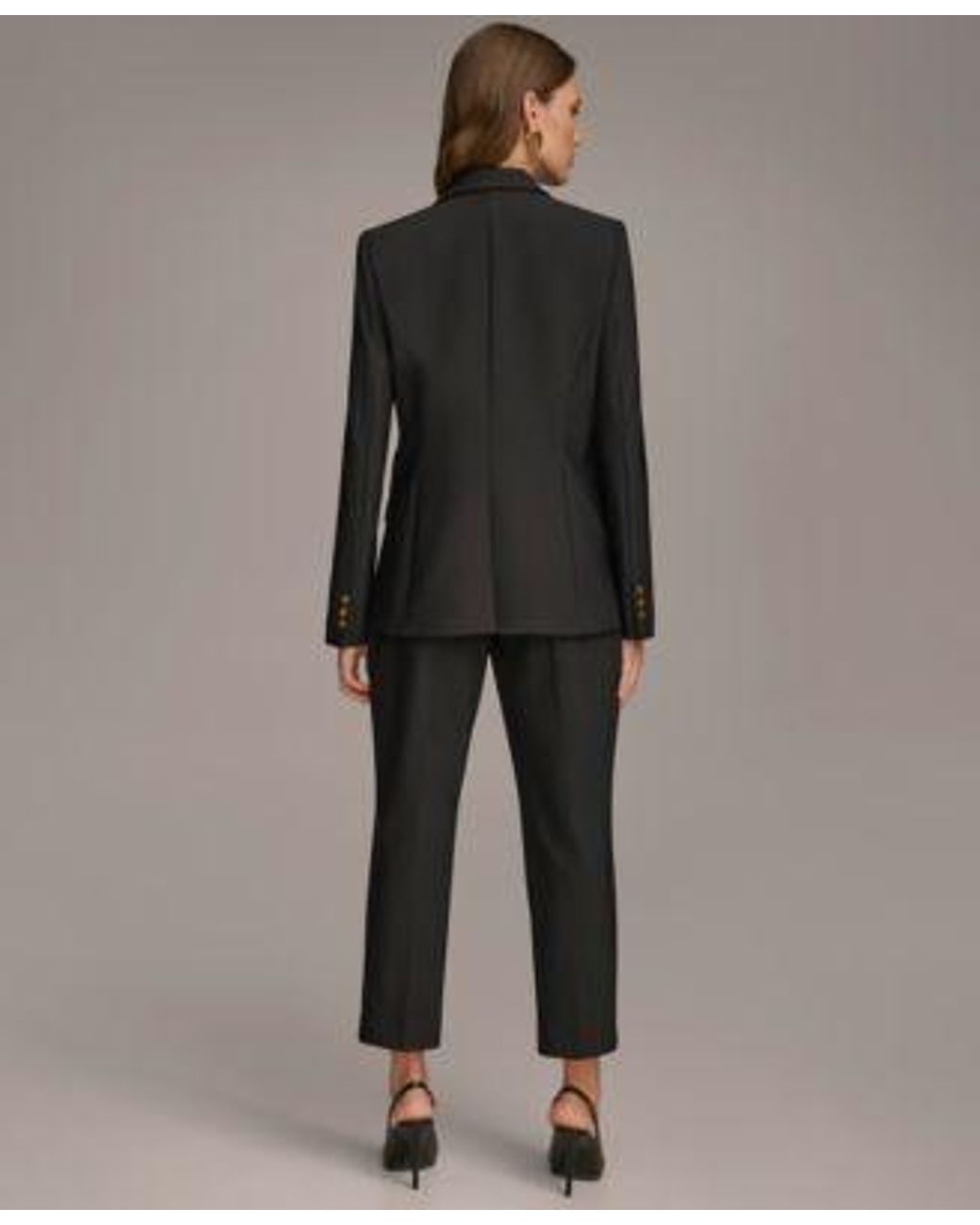 Donna Karan Gray One Button Blazer Slim Leg Ankle Pant