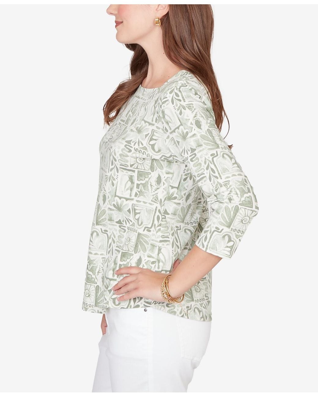 Ruby Rd Gray Plus Size Seashell Patchwork Knit Top