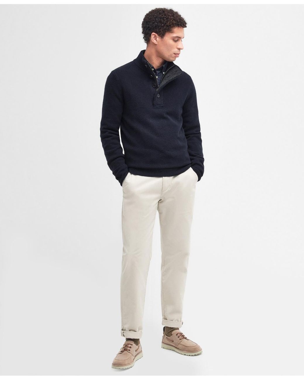 Barbour Blue Patch Half Zip Wool Sweater for men
