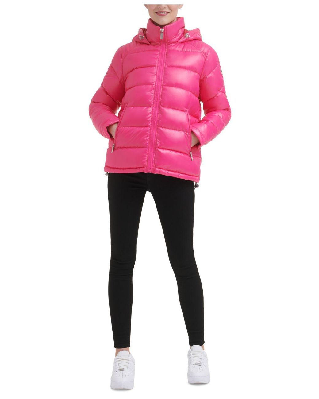 High-shine Hooded Puffer Coat 