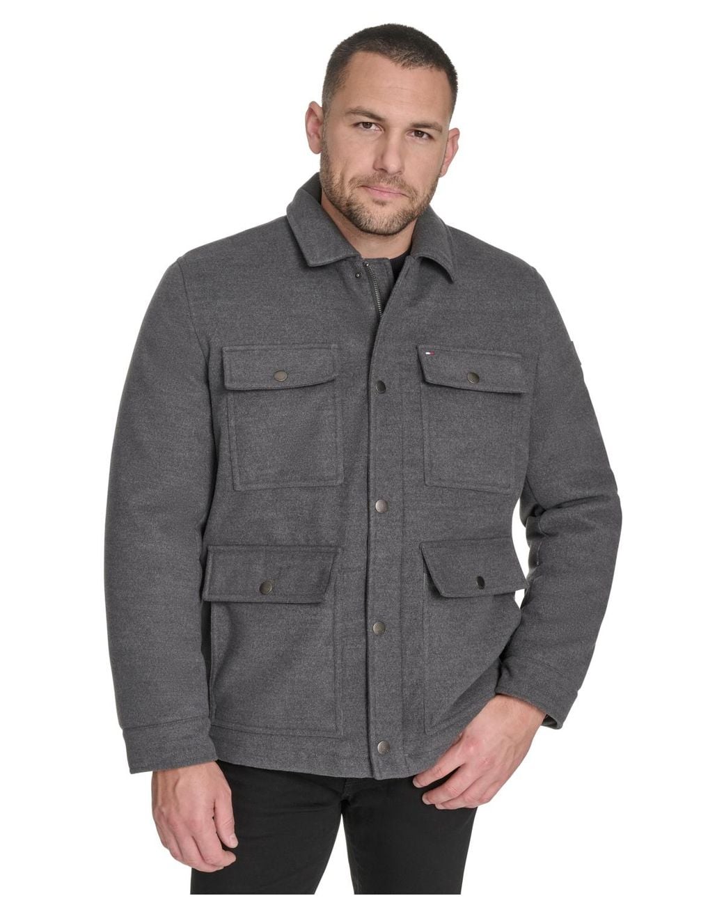 Tommy Hilfiger Gray Lay Down Collar Field Jacket for men