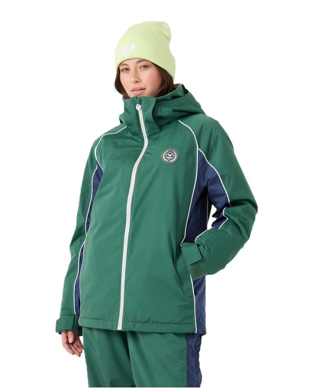 Roxy Green Honors Waterproof Hooded Helmet-compatible Jacket