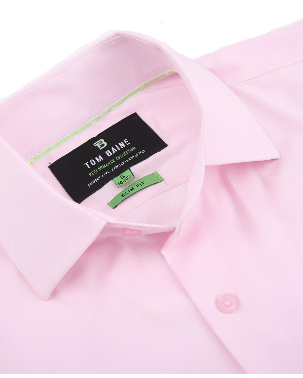 Tom Baine Pink Performance Stretch Solid Button Down Shirt for men