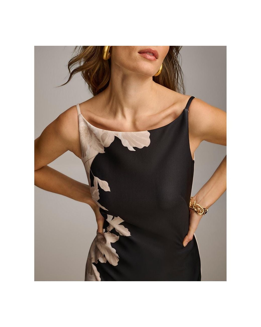 knee length dresses for ladies Donna Karan Women's Sleeveless Floral Midi Sheath Dress in Chocolate Plum Multi