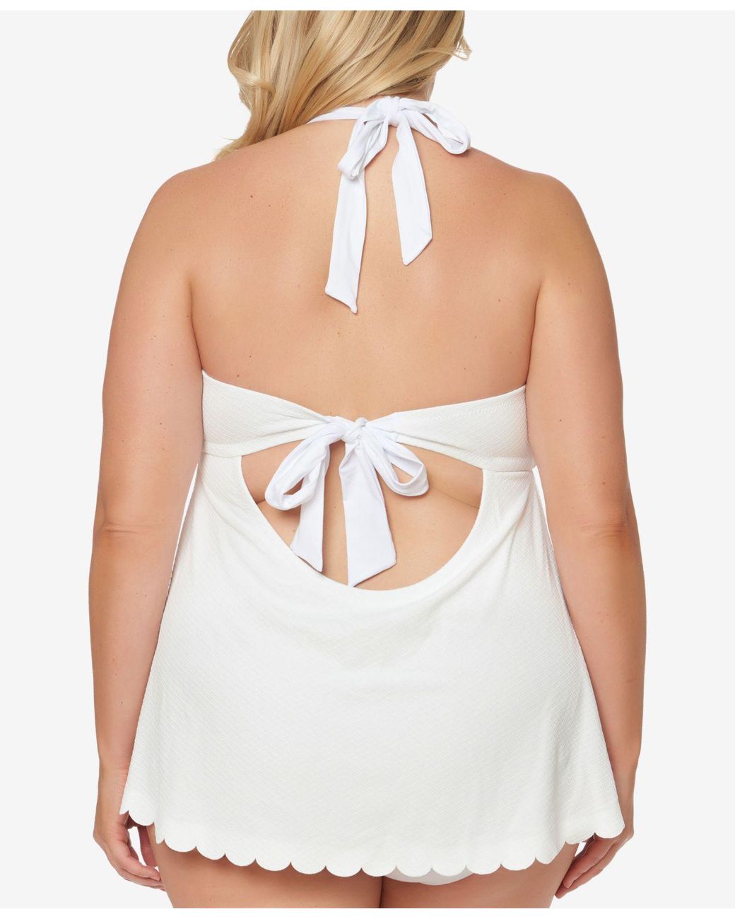 Jessica Simpson Plus Size Scalloped Swimdress in White Lyst