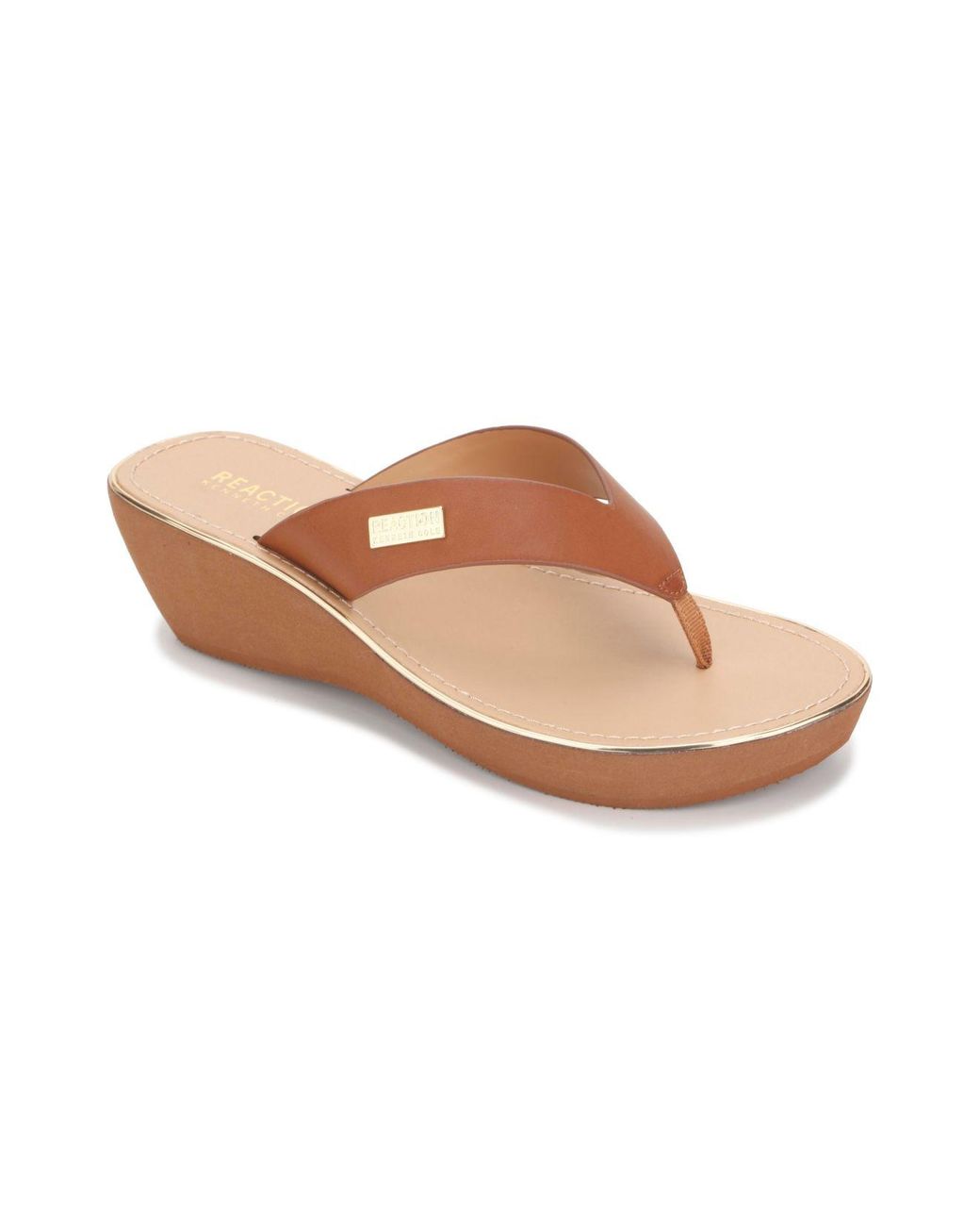 Kenneth Cole Reaction Shine Light Thong Sandals in Toffee (Brown) | Lyst