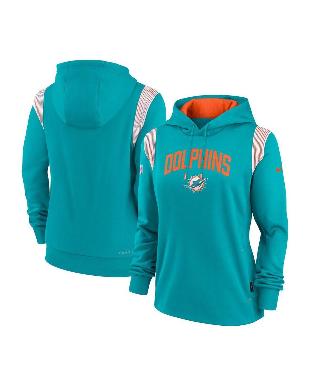 Nike Aqua Miami Dolphins Sideline Stack Performance Pullover Hoodie in ...